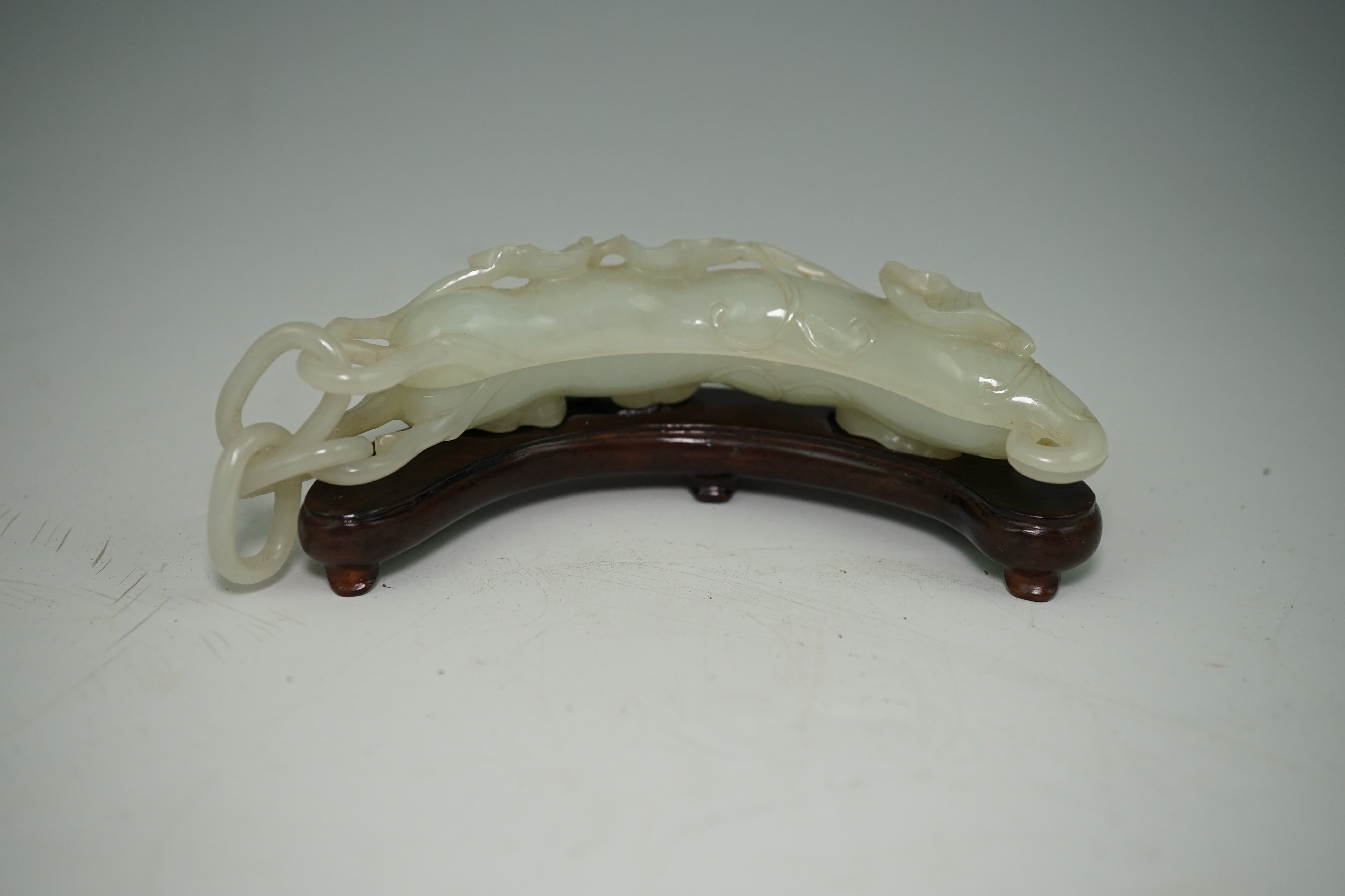 An unusual Chinese white jade ‘bean pod’ box and cover, 18th-19th century